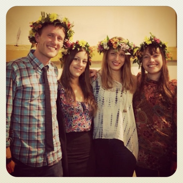 The four swedes with crowns of flowers in our hair (midsommarkrans)